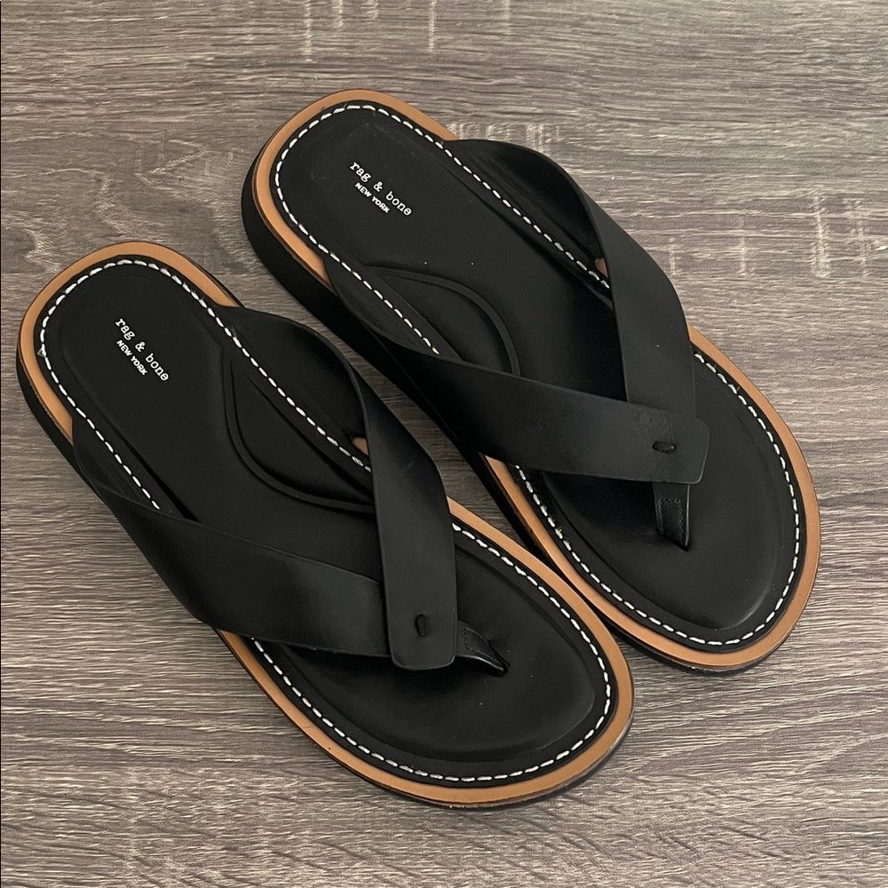 New Rag & Bone Parker Thong Sandal Black